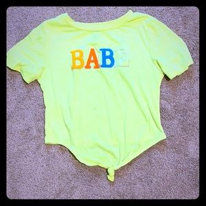 A neon crop top